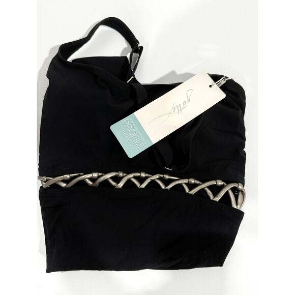 Gottex Profile Turkiz Women's One Piece Swimsuit Black Gold Size NWT - Picture 3 of 6